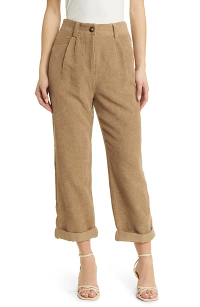 Petal And Pup Talaren Cuffed Corduroy Pants In Brown