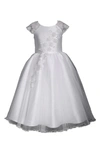 Iris & Ivy Kids' Cap Sleeve First Communion Dress In White