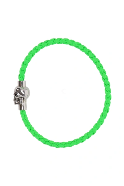 Alexander Mcqueen Men's Skull Chain Bracelet In Green