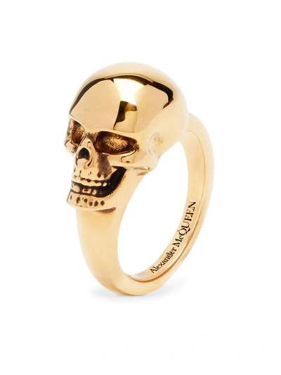 Alexander Mcqueen The Knuckle Side Skull Ring In Gold