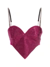 Area Crystal Trim Heart Top In Fuchsia