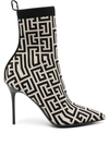 Balmain 100mm Knitted-upper Pointed-toe Boots In Avorio
