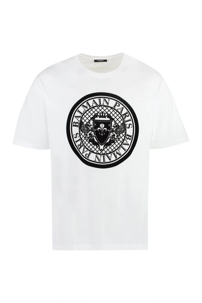 Balmain Cotton Crew-neck T-shirt In White