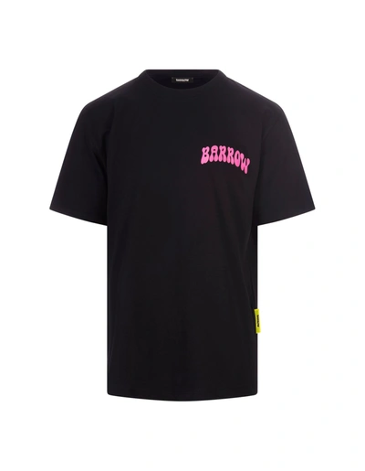 Barrow Black T-shirt With Graphic Print And Shiny Lettering In Nero/black