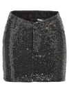 Rotate Birger Christensen Black Mini-skirt With All-over Paillettes And Logo Patch In Black