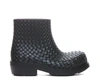 Bottega Veneta Round Toe Ankle Boots With Woven Texture In Black