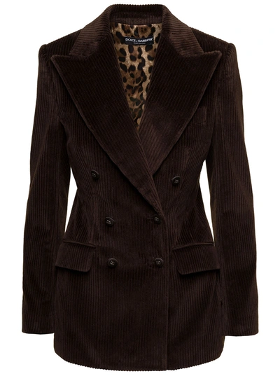 Dolce & Gabbana Corduroy Blazer In Brown