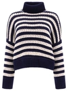Brunello Cucinelli Striped Sweater In Wool And Cashmere In Beige