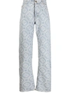 Casablanca Monogram-print Straight-leg Jeans In Bleachclmn