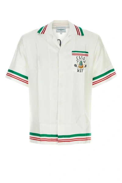 Casablanca Tennis Club Striped Edge Shirt In White