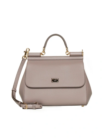 Dolce & Gabbana Sicily Large Taupe Bag In Beige