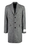 Dolce & Gabbana Diagonal Weave Single-breasted Wool Coat In Grey