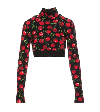 Dolce & Gabbana Long Sleeve Crop Top In Red