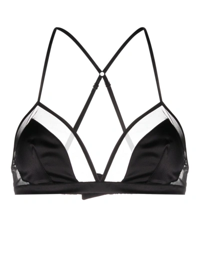 Dolce & Gabbana Panelled Tulle Satin Bra In Black