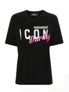 DSQUARED2 DSQUARED2 BLACK, WHITE AND PINK COTTON T-SHIRT