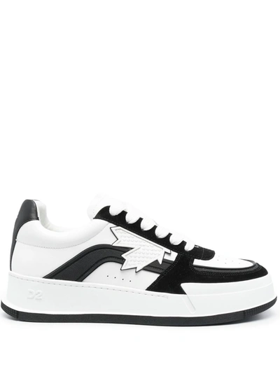 Dsquared2 Canadian Leather Sneakers In Blanco