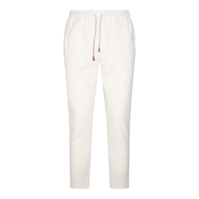 Eleventy Mens White Flap-pocket Tapered-leg Cotton Trousers