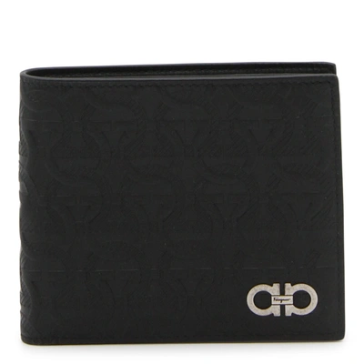 Ferragamo Black Leather Gancini Wallet