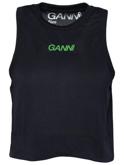 Ganni Logo-print Tank Top In Black