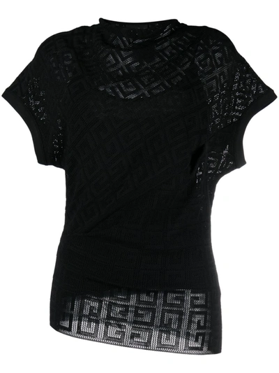 Givenchy 4g Jacquard Draped Top In Black