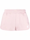 GOLDEN GOOSE PINK SHORTS WITH CONTRASTING LOGO PRINT IN COTTON WOMAN