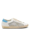 GOLDEN GOOSE GOLDEN GOOSE WHITE AND TURQUOISE LEATHER SUPER STAR SNEAKERS