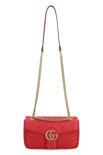 Gucci Gg Marmont Leather Shoulder Bag In Red