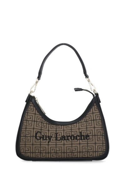 Guy Laroche Logo Embroidered Zipped Shoulder Bag In Brown