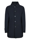 Herno Long Down Jacket With Buttons In Navy Blue