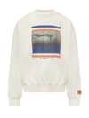Heron Preston Heron Print Cotton Crewneck Sweatshirt In White