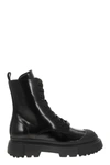 Hogan H619 Black Leather Combat Boots In Black