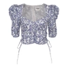 Isabel Marant Étoile Galaor Puff Sleeve Cotton Crop Top In Blue