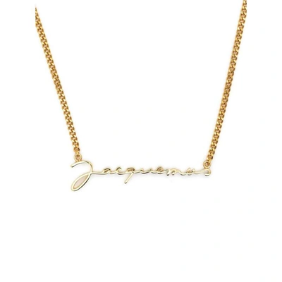 Jacquemus Gold-tone Le Chaine Necklace With Logo Plaque In Brass Woman In Metallic