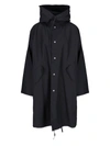 Jil Sander Hooded Midi Parka With Drawstring Waist In Black