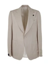 Lardini Man Blazer Beige Size 44 Linen In Brown