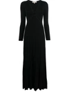 MICHAEL MICHAEL KORS LONG PLEATED DRESS WITH RING AND CUT-OUT DETAIL IN VISCOSE BLEND WOMAN