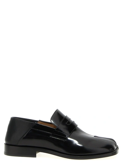 Maison Margiela Brushed Leather Tabi Loafers In Black