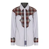 MAISON MARGIELA MAISON MARGIELA GREY AND BROWN COTTON CHECK STRIPE SHIRT