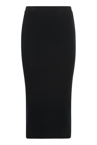 Michael Michael Kors Logo Plaque High Waisted Skirt In Black