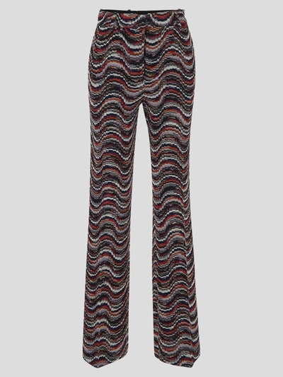 Missoni Waves Pattern High Waist Trousers In Multicolor