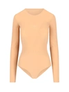 Mm6 Maison Margiela Beige Crewneck Bodysuit In 121 Alba