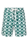 Moncler Monogram-print Swim Shorts In Whiteblue