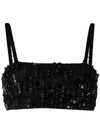 P.a.r.o.s.h Cropped Sequin Silhouette With Stretch Fit In Nero