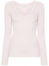 P.A.R.O.S.H P.A.R.O.S.H. V-NECK RIBBED-KNIT TOP