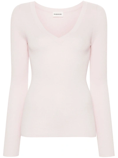 P.a.r.o.s.h Fine-knit V-neck Top In Pink