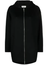 P.a.r.o.s.h Zip-up Hooded Wool Jacket In Nero