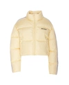 Palm Angels Off White Logo-embroidered Puffer Jacket In White