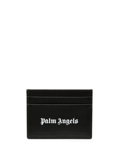 Palm Angels Logo-print Leather Card Holder In Black Off White
