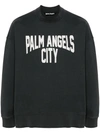 Palm Angels City Washed-effect Sweatshirt In Grey