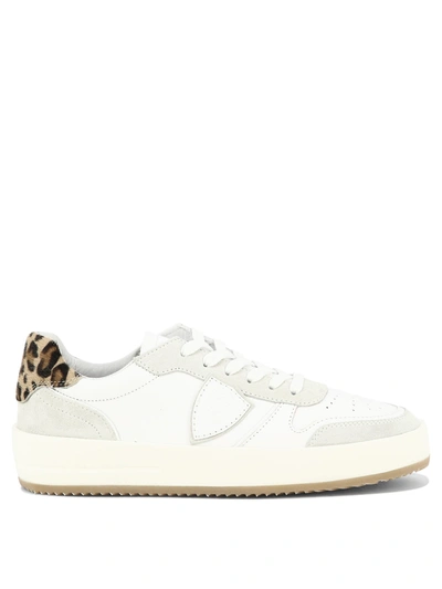 Philippe Model Nice Low Trainers In White Suede And Leather In Blanco